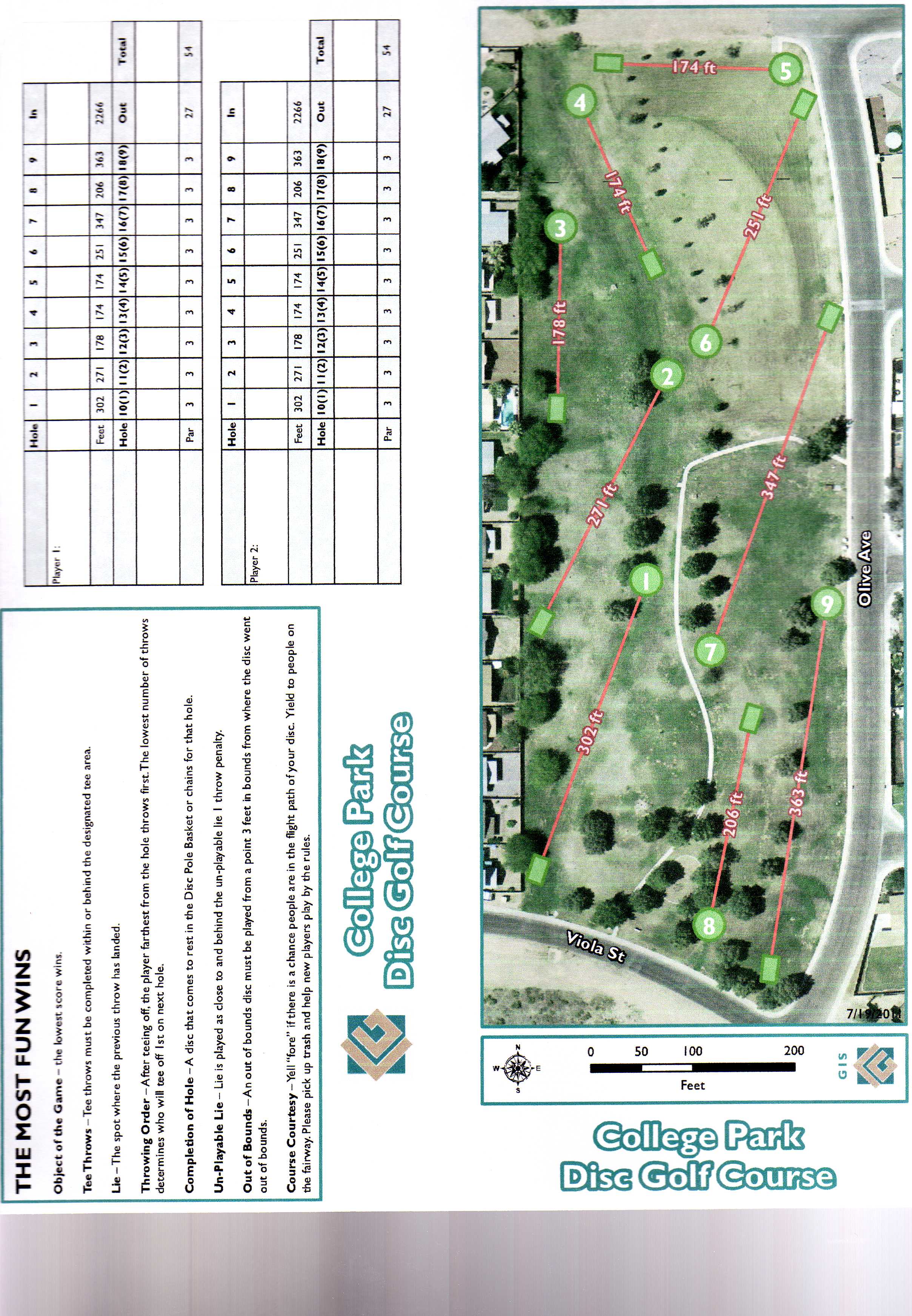 Casa Grande Disc Golf Course College Park Professional Disc Golf